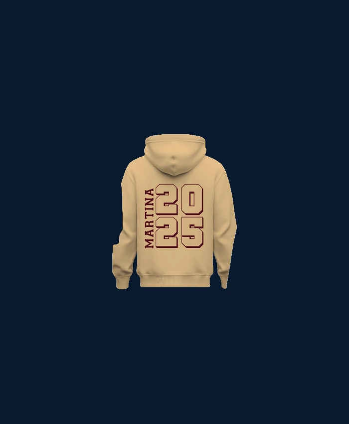 Sudadera beige personalizada con nombre y año