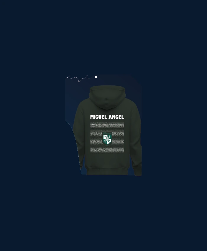 Sudadera verde personalizada para grupo universitario