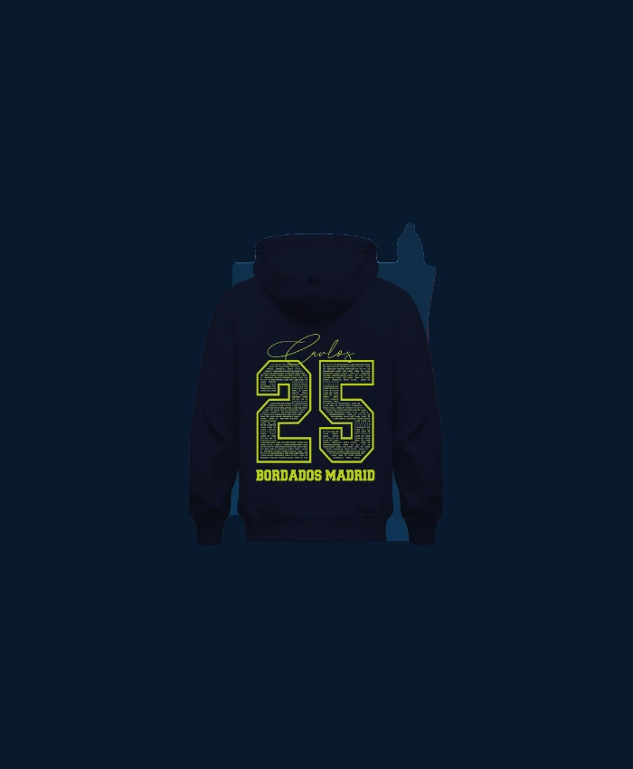 Sudadera azul marino personalizada con número