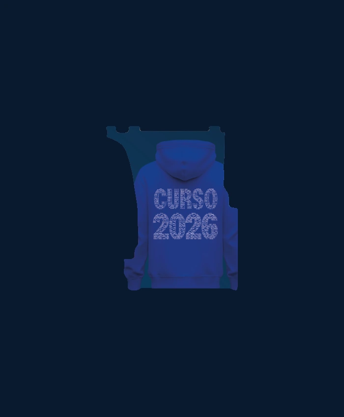 Sudadera azul personalizada con número de promoción